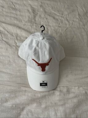 White Baseball Cap with Burnt Orange Longhorn Patch